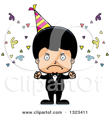 Clipart of a Cartoon Mad Hispanic Party Boy - Royalty Free Vector Illustration by Cory Thoman