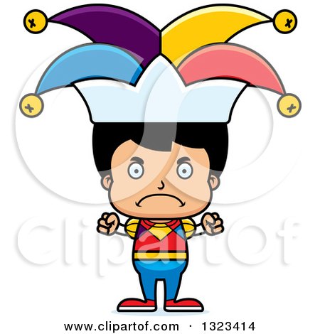 Clipart of a Cartoon Mad Hispanic Boy Jester - Royalty Free Vector Illustration by Cory Thoman