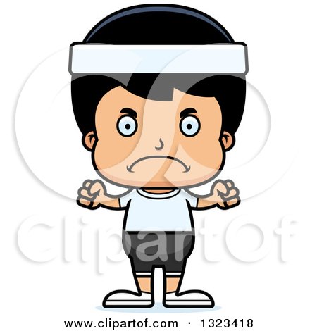 Clipart of a Cartoon Mad Hispanic Fitness Boy - Royalty Free Vector Illustration by Cory Thoman