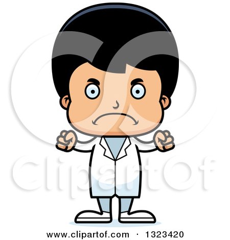 Clipart of a Cartoon Mad Hispanic Boy Doctor - Royalty Free Vector Illustration by Cory Thoman