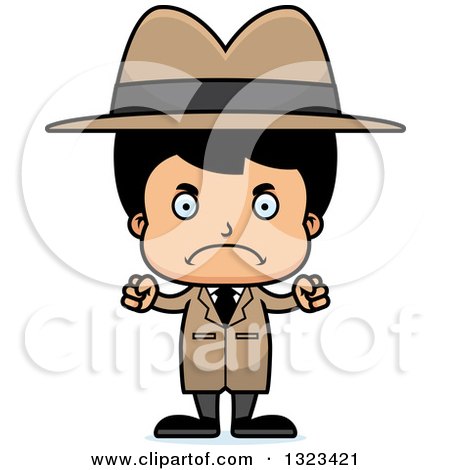 Clipart of a Cartoon Mad Hispanic Boy Detective - Royalty Free Vector Illustration by Cory Thoman