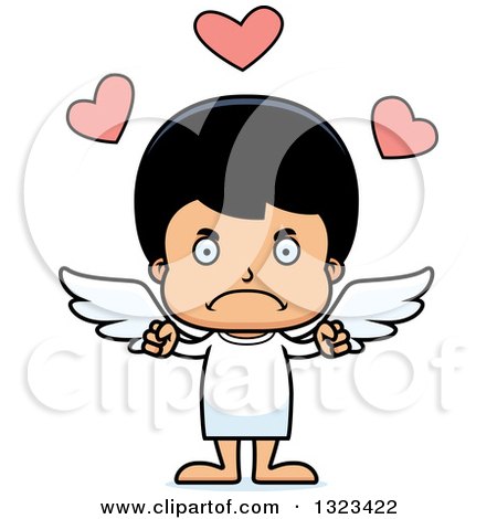 Clipart of a Cartoon Mad Hispanic Cupid Boy - Royalty Free Vector Illustration by Cory Thoman