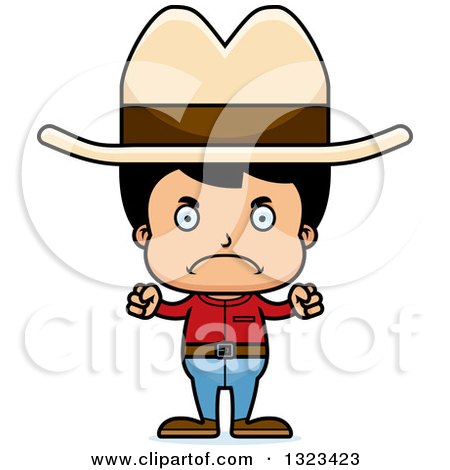 Clipart of a Cartoon Mad Hispanic Cowboy - Royalty Free Vector Illustration by Cory Thoman