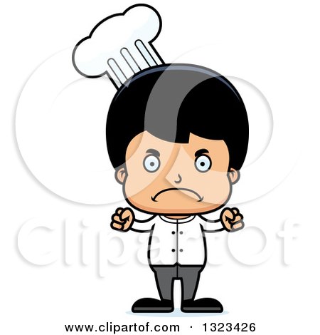 Clipart of a Cartoon Mad Hispanic Boy Chef - Royalty Free Vector Illustration by Cory Thoman
