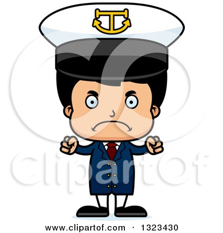 Clipart of a Cartoon Mad Hispanic Boy Captain - Royalty Free Vector Illustration by Cory Thoman
