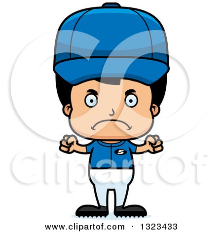 Clipart of a Cartoon Mad Hispanic Boy Baseball Player - Royalty Free Vector Illustration by Cory Thoman