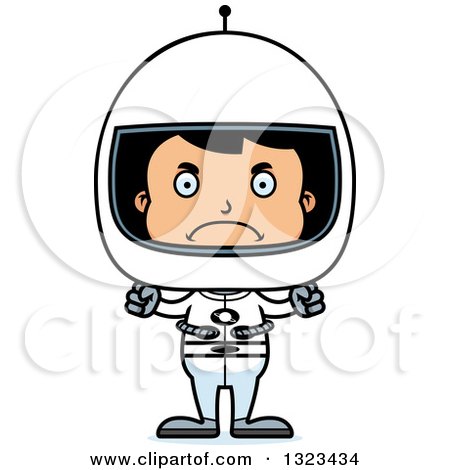 Clipart of a Cartoon Mad Hispanic Boy Astronaut - Royalty Free Vector Illustration by Cory Thoman