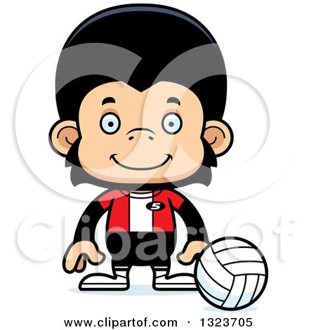 Clipart of a Cartoon Happy Chimpanzee Monkey Volleyball Player - Royalty Free Vector Illustration by Cory Thoman