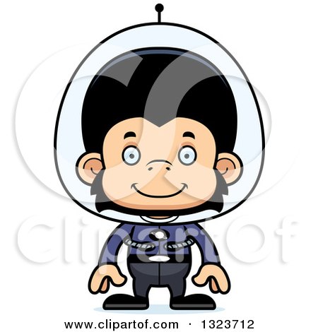 Clipart of a Cartoon Happy Futuristic Space Chimpanzee Monkey - Royalty Free Vector Illustration by Cory Thoman