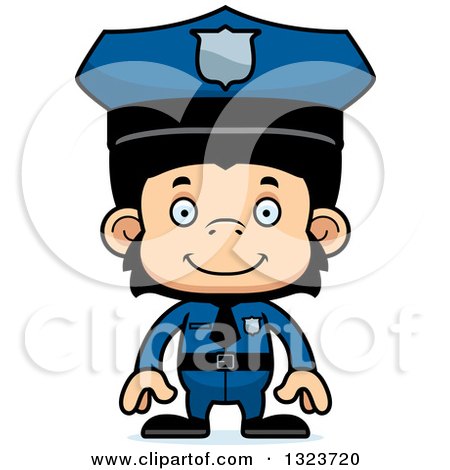 Clipart of a Cartoon Happy Chimpanzee Monkey Police Officer - Royalty Free Vector Illustration by Cory Thoman