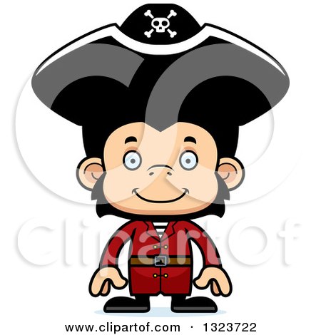 Clipart of a Cartoon Happy Chimpanzee Monkey Pirate - Royalty Free Vector Illustration by Cory Thoman