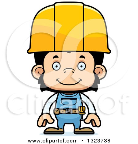 Clipart of a Cartoon Happy Chimpanzee Monkey Construction Worker - Royalty Free Vector Illustration by Cory Thoman