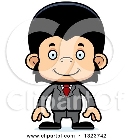 Clipart of a Cartoon Happy Business Chimpanzee Monkey - Royalty Free Vector Illustration by Cory Thoman