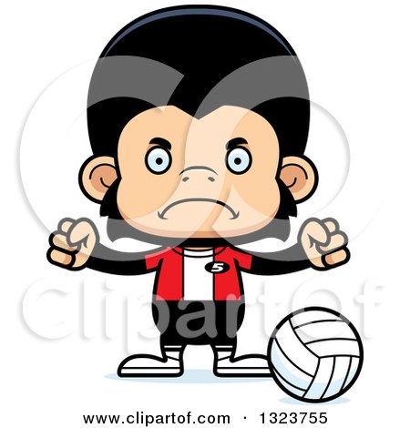 Clipart of a Cartoon Mad Chimpanzee Monkey Volleyball Player - Royalty Free Vector Illustration by Cory Thoman