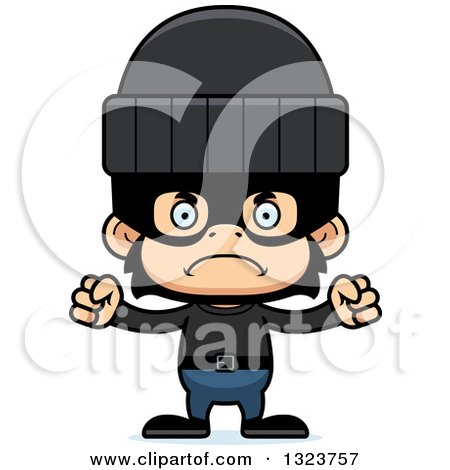 Clipart of a Cartoon Mad Chimpanzee Monkey Robber - Royalty Free Vector Illustration by Cory Thoman