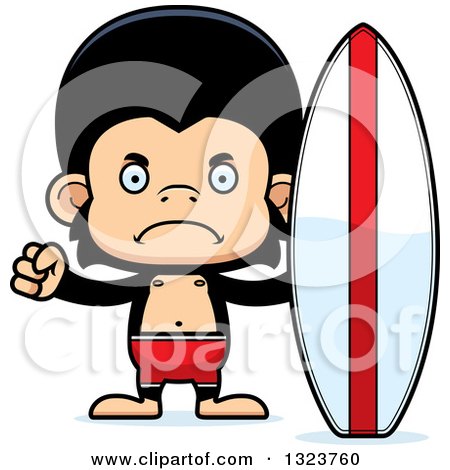 Clipart of a Cartoon Mad Chimpanzee Monkey Surfer - Royalty Free Vector Illustration by Cory Thoman