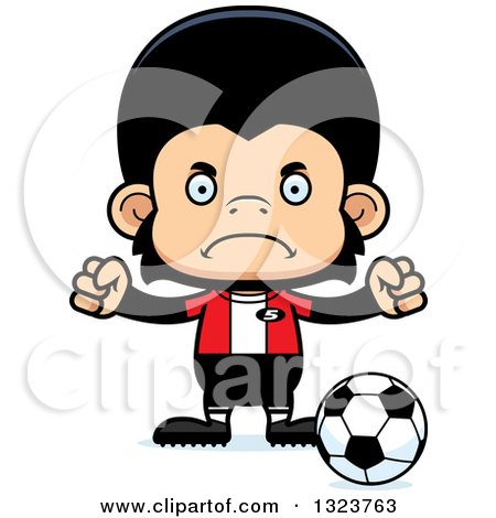 Clipart of a Cartoon Mad Chimpanzee Monkey Soccer Player - Royalty Free Vector Illustration by Cory Thoman