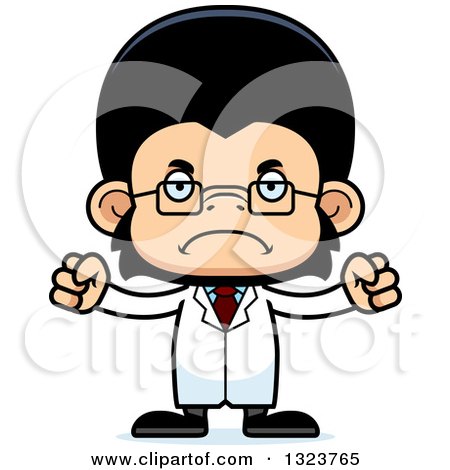 Clipart of a Cartoon Mad Chimpanzee Monkey Scientist - Royalty Free Vector Illustration by Cory Thoman
