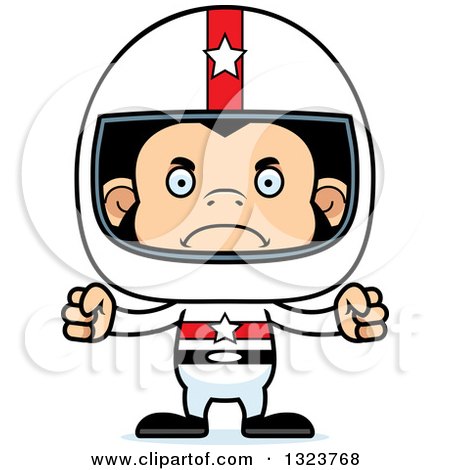 Clipart of a Cartoon Mad Chimpanzee Monkey Race Car Driver - Royalty Free Vector Illustration by Cory Thoman