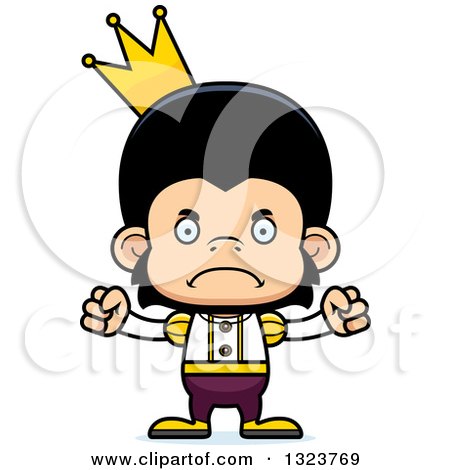 Clipart of a Cartoon Mad Chimpanzee Monkey Prince - Royalty Free Vector Illustration by Cory Thoman