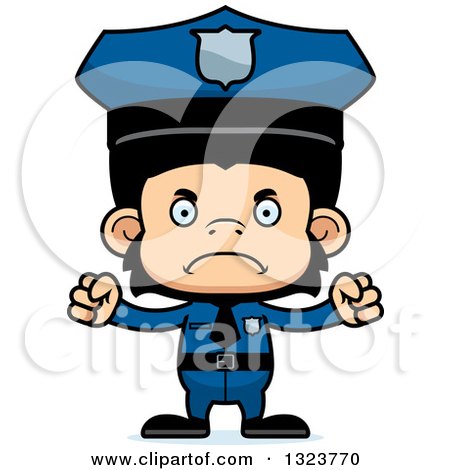 Clipart of a Cartoon Mad Chimpanzee Monkey Police Officer - Royalty Free Vector Illustration by Cory Thoman