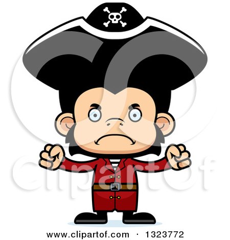 Clipart of a Cartoon Mad Chimpanzee Monkey Pirate - Royalty Free Vector Illustration by Cory Thoman