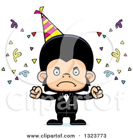 Clipart of a Cartoon Mad Party Chimpanzee Monkey - Royalty Free Vector Illustration by Cory Thoman