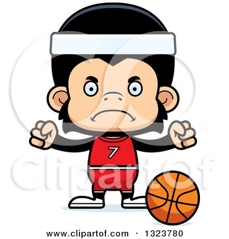 Clipart of a Cartoon Mad Chimpanzee Monkey Basketball Player - Royalty Free Vector Illustration by Cory Thoman
