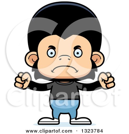 Clipart of a Cartoon Mad Casual Chimpanzee Monkey - Royalty Free Vector Illustration by Cory Thoman
