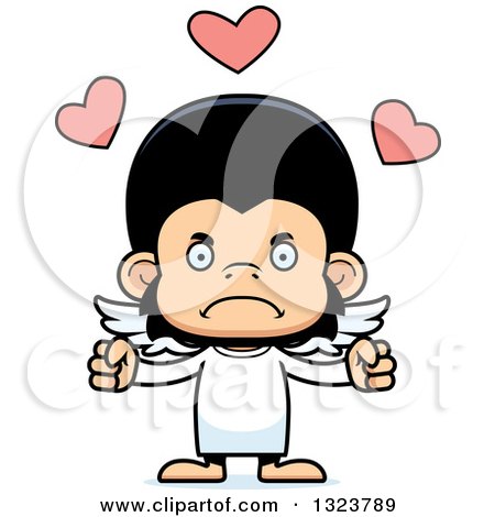 Clipart of a Cartoon Mad Chimpanzee Monkey Cupid - Royalty Free Vector Illustration by Cory Thoman