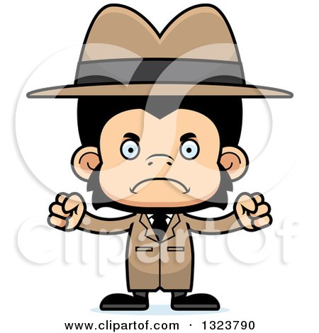 Clipart of a Cartoon Mad Chimpanzee Monkey Detective - Royalty Free Vector Illustration by Cory Thoman