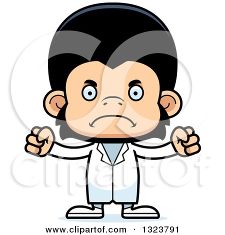 Clipart of a Cartoon Mad Chimpanzee Monkey Doctor - Royalty Free Vector Illustration by Cory Thoman
