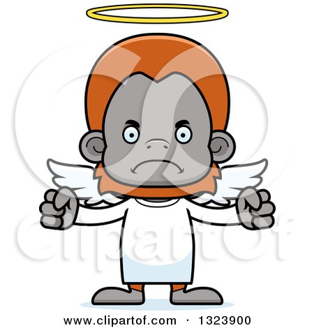 Clipart of a Cartoon Mad Orangutan Monkey Angel - Royalty Free Vector Illustration by Cory Thoman