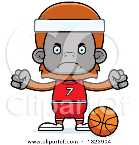 Clipart of a Cartoon Mad Orangutan Monkey Basketball Player - Royalty Free Vector Illustration by Cory Thoman