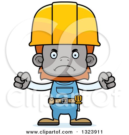 Clipart of a Cartoon Mad Orangutan Monkey Construction Worker - Royalty Free Vector Illustration by Cory Thoman