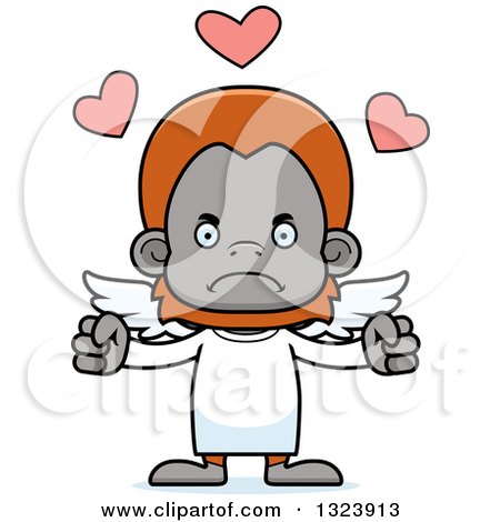 Clipart of a Cartoon Mad Orangutan Monkey Cupid - Royalty Free Vector Illustration by Cory Thoman