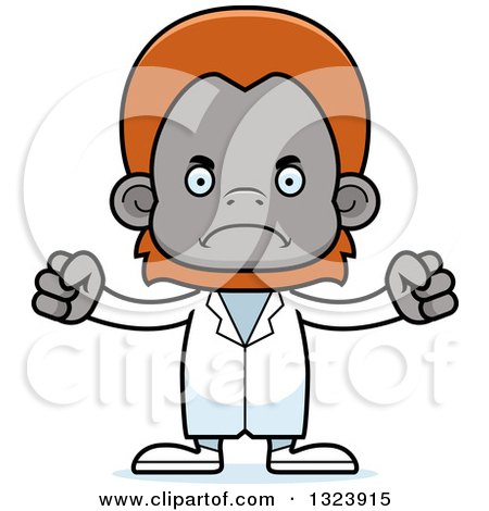 Clipart of a Cartoon Mad Orangutan Monkey Doctor - Royalty Free Vector Illustration by Cory Thoman