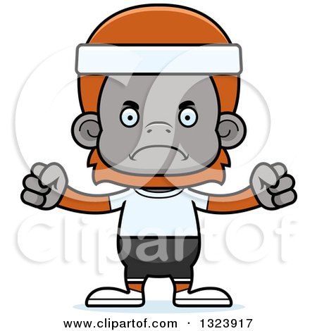 Clipart of a Cartoon Mad Fitness Orangutan Monkey - Royalty Free Vector Illustration by Cory Thoman