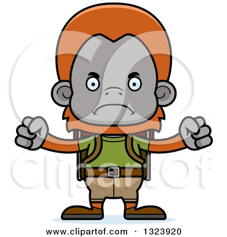 Clipart of a Cartoon Mad Orangutan Monkey Hiker - Royalty Free Vector Illustration by Cory Thoman