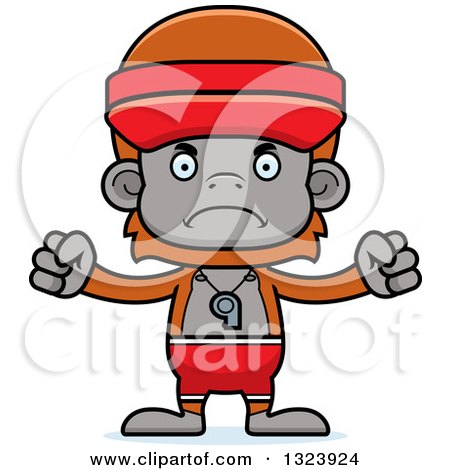 Clipart of a Cartoon Mad Orangutan Monkey Lifeguard - Royalty Free Vector Illustration by Cory Thoman