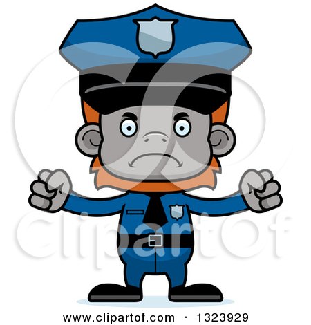 Clipart of a Cartoon Mad Orangutan Monkey Police Officer - Royalty Free Vector Illustration by Cory Thoman
