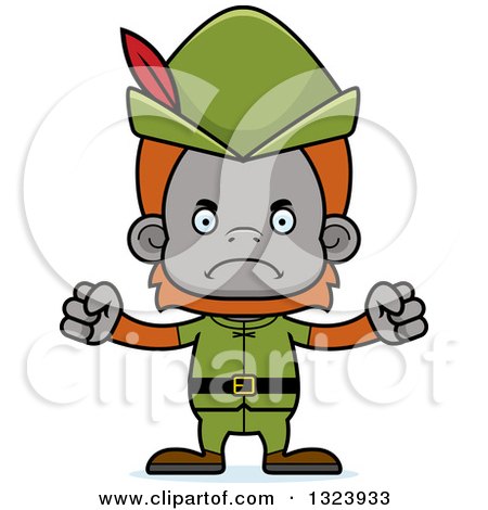 Clipart of a Cartoon Mad Robin Hood Orangutan Monkey - Royalty Free Vector Illustration by Cory Thoman