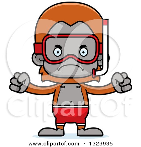 Clipart of a Cartoon Mad Orangutan Monkey in Snorkel Gear - Royalty Free Vector Illustration by Cory Thoman