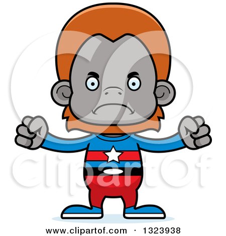 Clipart of a Cartoon Mad Orangutan Monkey Super Hero - Royalty Free Vector Illustration by Cory Thoman