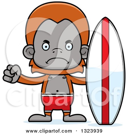 Clipart of a Cartoon Mad Orangutan Monkey Surfer - Royalty Free Vector Illustration by Cory Thoman