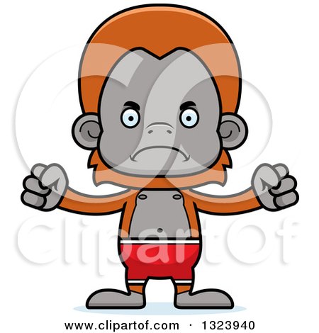 Clipart of a Cartoon Mad Orangutan Monkey Swimmer - Royalty Free Vector Illustration by Cory Thoman