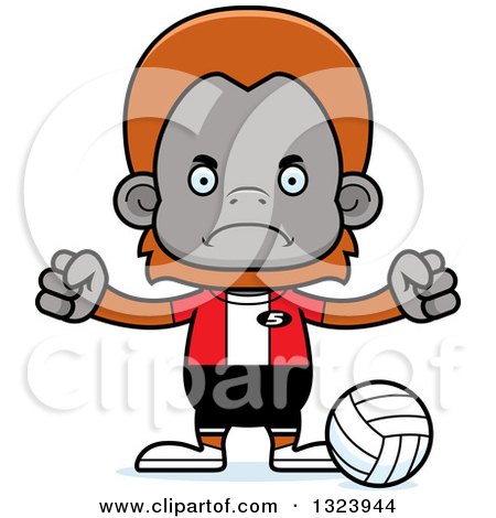 Clipart of a Cartoon Mad Orangutan Monkey Volleyball Player - Royalty Free Vector Illustration by Cory Thoman