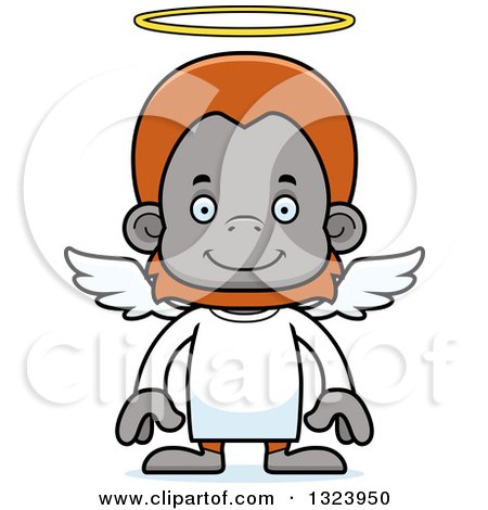 Clipart of a Cartoon Happy Orangutan Monkey Angel - Royalty Free Vector Illustration by Cory Thoman