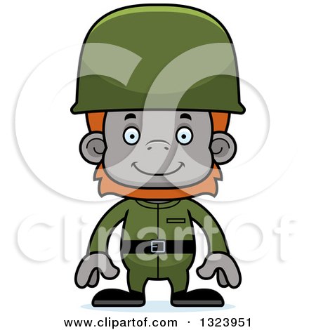 Clipart of a Cartoon Happy Orangutan Monkey Soldier - Royalty Free Vector Illustration by Cory Thoman