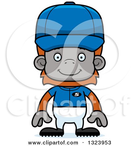 Clipart of a Cartoon Happy Orangutan Monkey Baseball Player - Royalty Free Vector Illustration by Cory Thoman